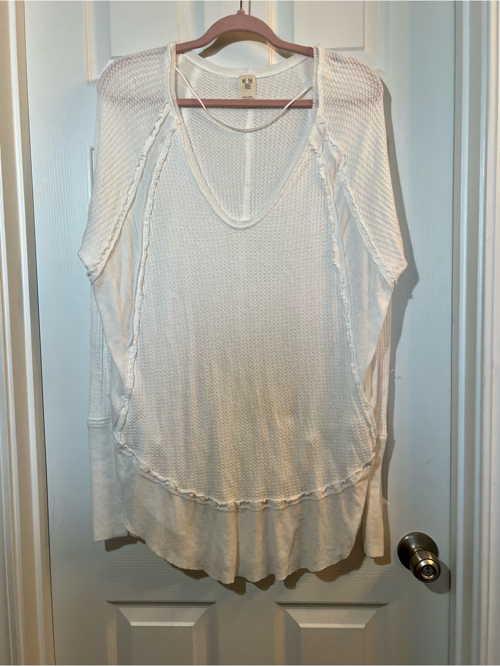 🦋 NWOT We The Free Ivory Waffle-Knit Scoop Tunic Top size large
